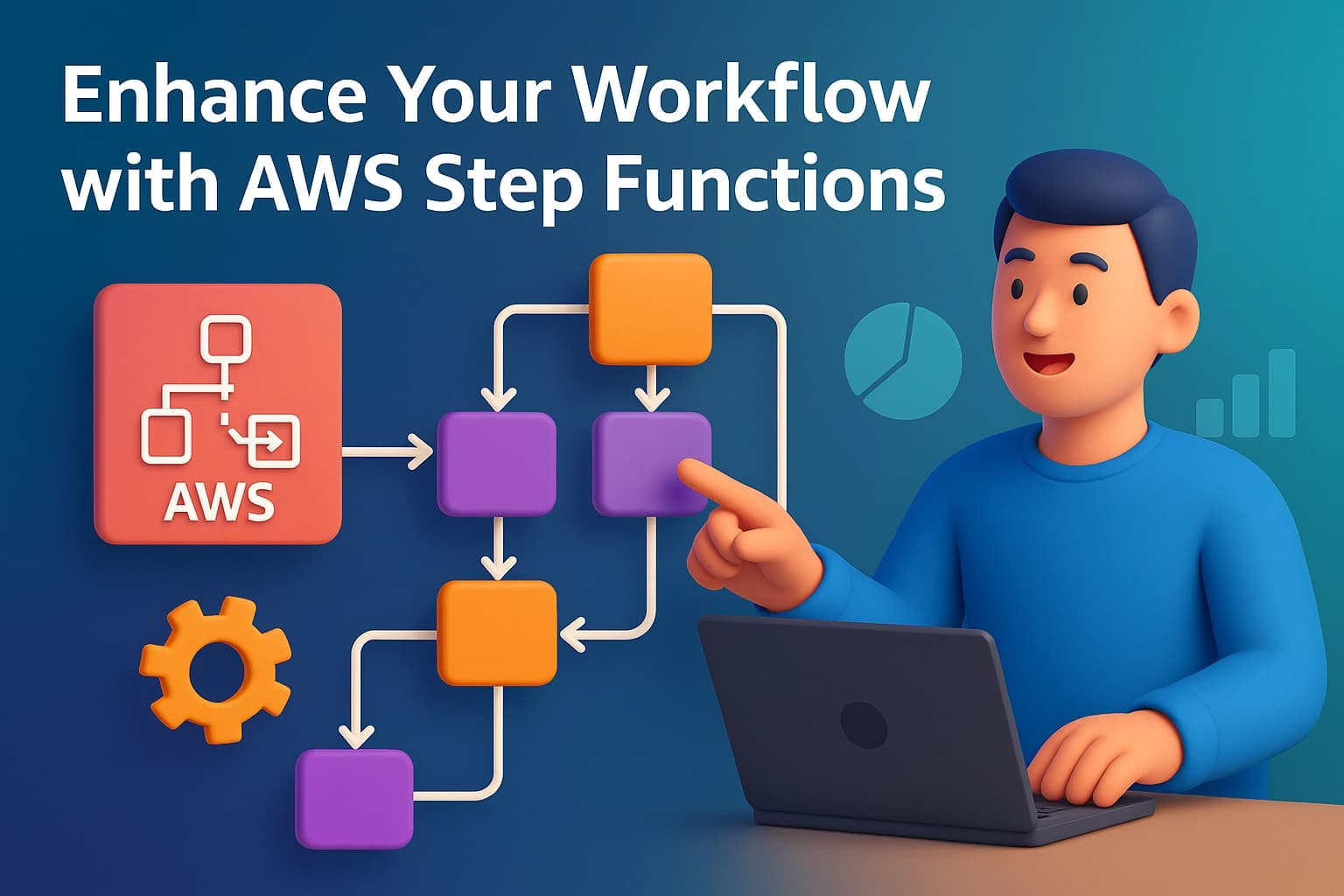 Professional header image for educational tutorial: Enhance Your Workflow with AWS Step Functions
