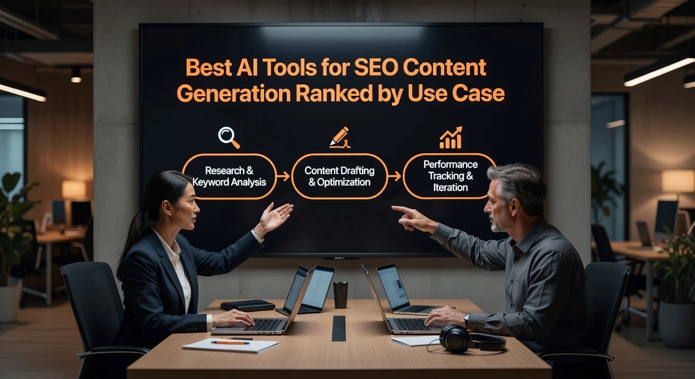 Professional header image for comparison analysis: Best AI Tools for SEO Content Generation Ranked by Use Case