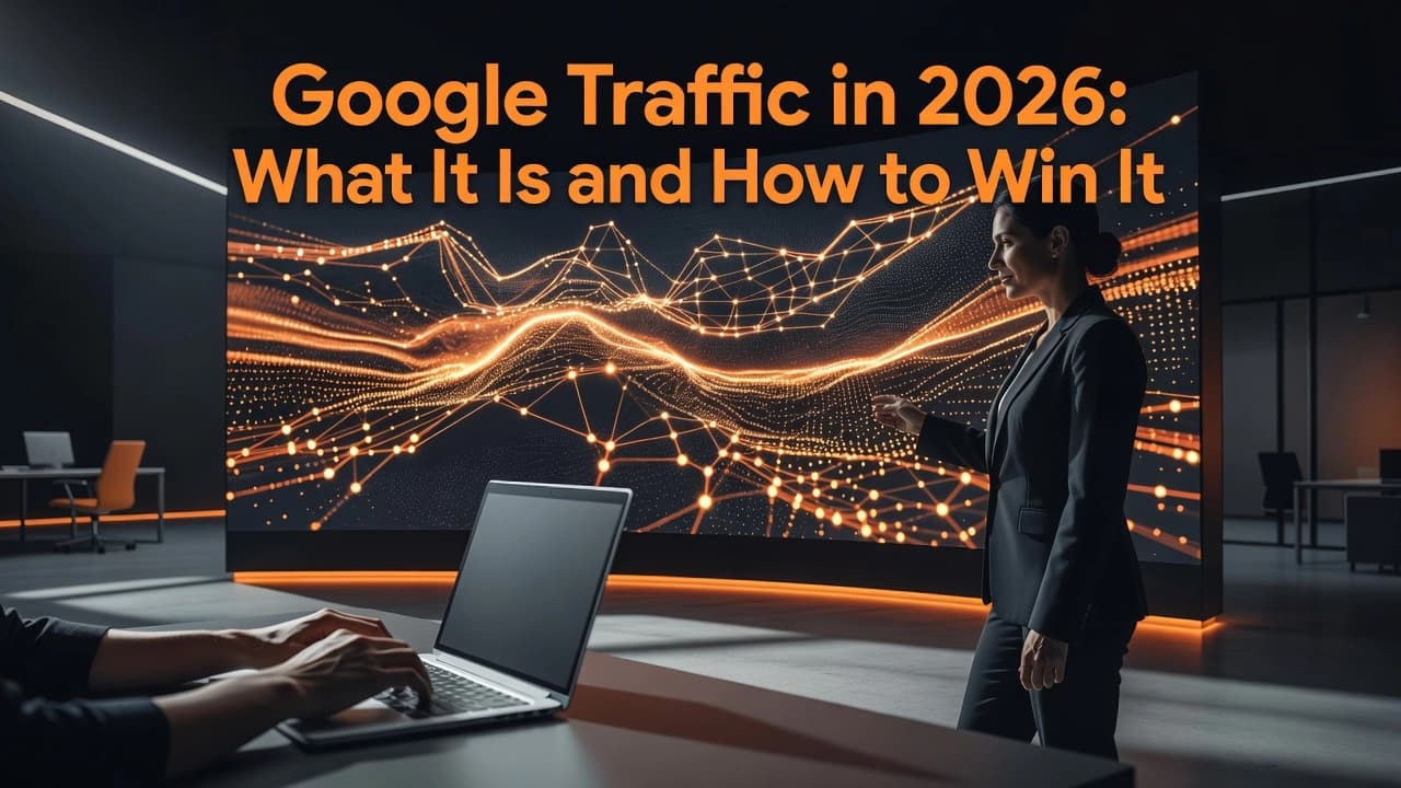 Professional header image for industry analysis: Google Traffic in 2026: What It Is and How to Win It