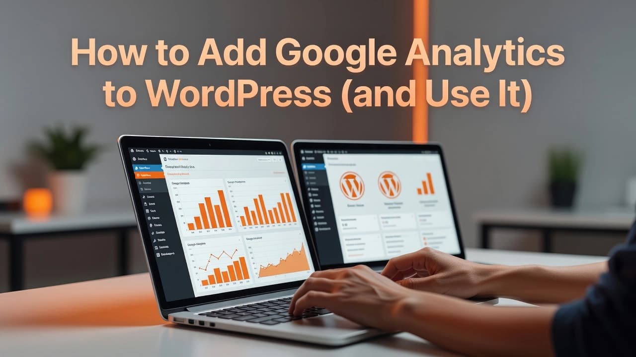 Professional header image for educational tutorial: How to Add Google Analytics to WordPress (and Use It)