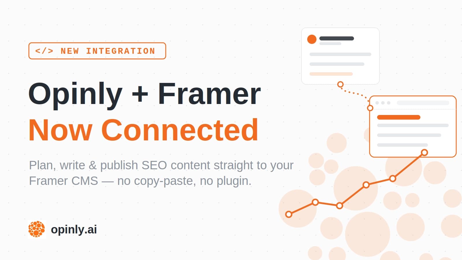Opinly and Framer now connected — publish SEO content from Opinly straight to a live Framer site
